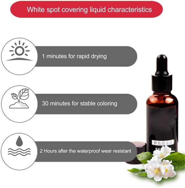 ⁦Vitiligo Cover Liquid, White Spot Concealer Waterproof Makeup Vitiligo Concealer, Vitiligo Covering Liquid, Waterproof Makeup Vitiligo Concealer Cosmetics for Face Body 30ml⁩ - الصورة ⁦5⁩