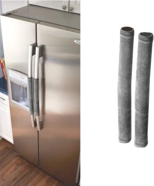 YQbest Handle Covers Refrigerator Door Handle Covers, Cloth Protector for Electrical Kitchen Appliances, Fridge, Microwave, Dishwasher, Freezer, Oven Door (Light Grey)