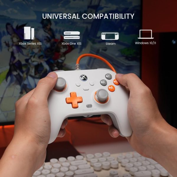 ⁦GameSir T7 Wired Controller for Xbox Series X|S, Xbox One & Windows 10/11, Plug and Play Gaming Gamepad with Hall Effect Joysticks/Hall Trigger, 3.5 mm Audio Jack - White⁩ - الصورة ⁦4⁩