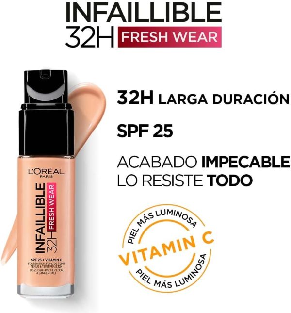 ⁦L’Oréal Paris Nude Infallible Foundation - 260 Soleil Dore/Golden⁩ - الصورة ⁦4⁩