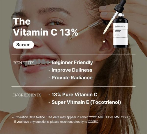 ⁦Azonee Pure Vitamin C 13% Serum with Vitamin E & Hyaluronic Acid, Brightening & Hydrating Facial Serum for Dull Skin & Fine Lines 20ml, Korean Skincare⁩ - الصورة ⁦2⁩