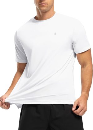 TBMPOY Men's Dry Fit Workout Shirts UPF50 Spandex Athletic Gym Running Fishing Lightweight Short Sleeves Rash Guard Tee Tops