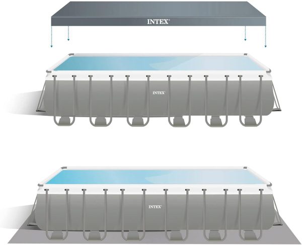 ⁦Intex Power Steel Rectangular Frame Pool Set+ Filter Pump+Ladder+Dispenser, Size ‎366 x 732 x 132 cm⁩ - الصورة ⁦5⁩