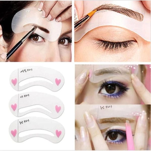 ⁦SYOSI Eyebrow Card, Thrush Tool, Eyebrow Trimming Card, Thrush Card, Grooming Brow Stencil Kit, Painted Model Shaping Reusable Eyebrow Stencil Template, 50set (3pcs/set)⁩ - الصورة ⁦6⁩