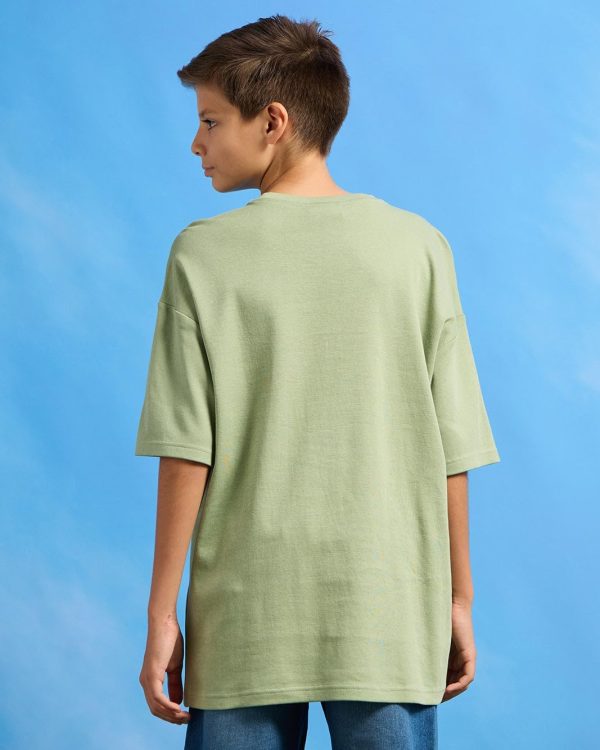 ⁦REDTAG Senior Boys Lime Green Oversize Minecraft T-Shirt⁩ - الصورة ⁦4⁩