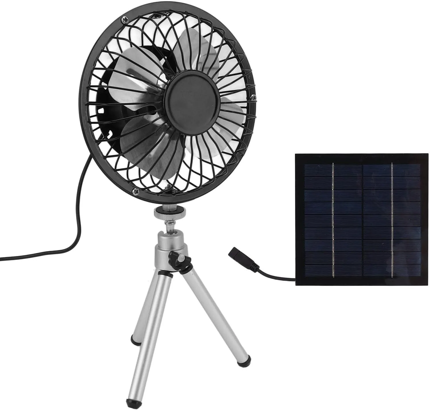 BROLEO Camping Fan, 6W 6 Inch Portable Camping Solar Fan, Solar USB Dual Powered Fan with Stretchable Stand, Waterproof Solar Panel Fan Tent Fan for Home, Camping, Outdoor, Fishing