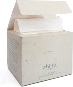 Whistle Wellness™ Disposable Face Towel - Soft Biobased Super Absorbent Face Towels - 10"×12" Dry Face Wipes for Sensitive Skin - Makeup Remover Face Wipes - Resealable Box - 50 Count (1 Pack)