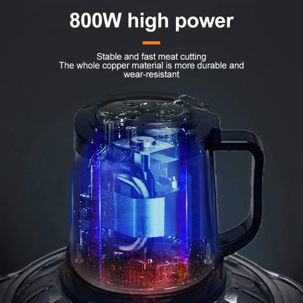⁦SOKANY SK-7015 800W Meat Grinder Electric, Food Processor Onion Vegetable Garlic Chopper Electric 4 Blades 5L Robust Stainless Steel Bowl (SK-7015, 800W, 5L)⁩ - الصورة ⁦4⁩