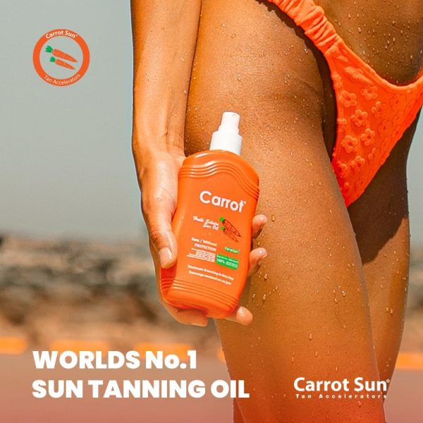 ⁦Pack of 3 - Gold, Watermelon & Tropical Fruit Tanning Oil Spray Trio Bundle by CarrotSun 3 X 200ML– 3 Natural Oil Sprays for a Glowing Tan & Nourished Skin⁩ - الصورة ⁦6⁩