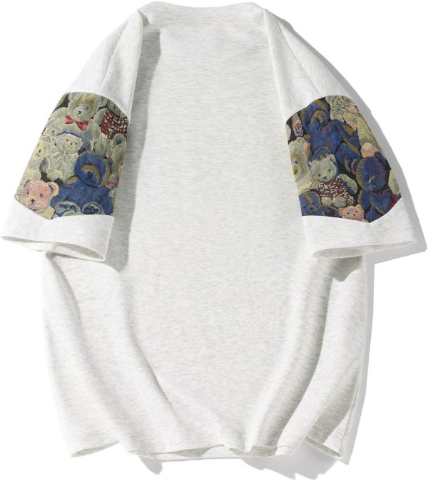 ⁦GMOYD Mens Embroidery T Shirt Crewneck Short Sleeve Shirts Patchwork Baggy Tees Tops⁩ - الصورة ⁦2⁩