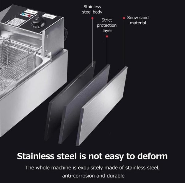 ⁦Deep Fryer 6L 2500W Electric Oil Fryer with Temperature Control Stainless Steel for Home Restaurant⁩ - الصورة ⁦3⁩