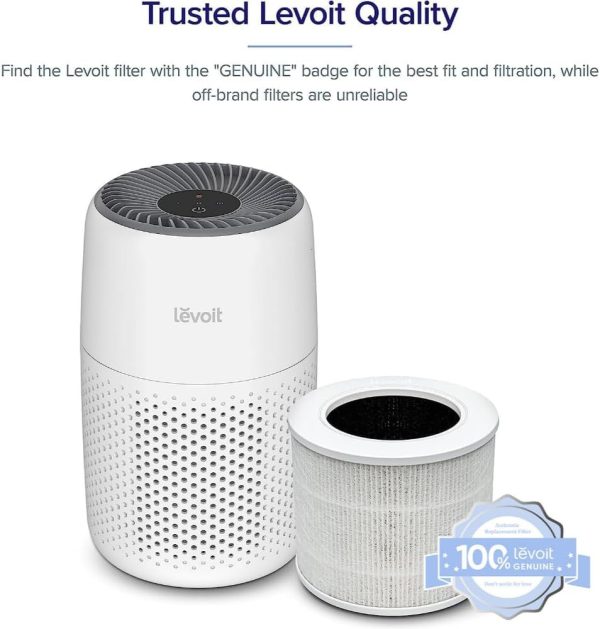⁦LEVOIT Core Mini Air Purifier Replacement Filter, 3-in-1, High-Efficiency Activated Carbon, Core Mini-RF, 2 Pack, White⁩ - الصورة ⁦2⁩