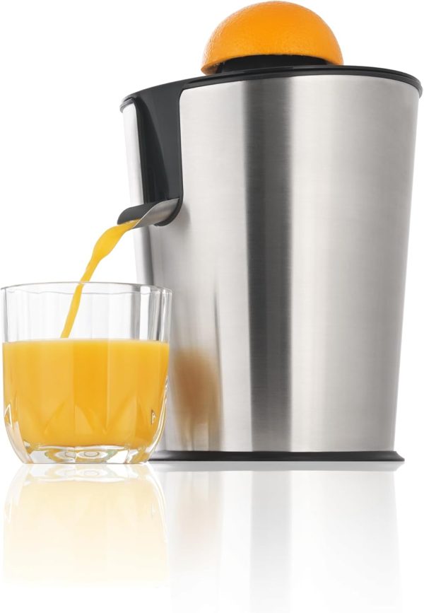 ⁦Jano 80W Electric juicer made of stainless steel with two egg-shaped cones for citrus fruits and vegetables. It is pressure-powered, silver JN06006 2 Years warranty⁩ - الصورة ⁦3⁩