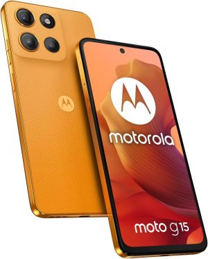 Motorola Moto G15 Dual-SIM 128GB ROM + 4GB RAM (GSM Only | No CDMA) Factory Unlocked 4G/LTE Smartphone (Sunrise Orange) - International Version