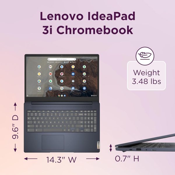 ⁦Lenovo Chromebook 15 (15.6" FHD, 8GB RAM, 128GB Storage (64GB eMMC + 64GB SD Card), 2TB Cloud Storage, Intel Celeron), Home & Student Laptop, Webcam, 10-Hr Long Battery Life, Wi-Fi 6, Chrome OS⁩ - الصورة ⁦5⁩