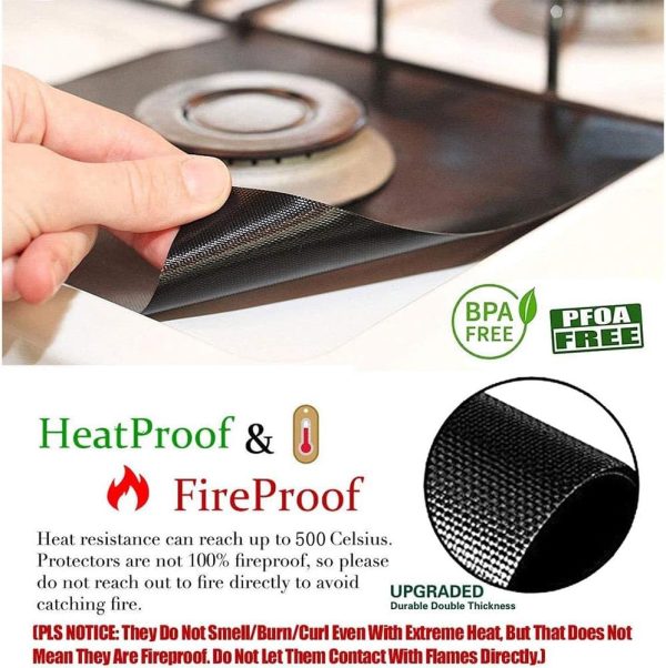 ⁦X spring Stove Burner Covers, 10 Pack Stove Top Cover, 0.2 MM Double Thickness, Non Stick Reusable Gas Stove Protector, Gas Range Protectors for Kitchen Cuttable Easy to Clean Size 27 27 Cm (Black)⁩ - الصورة ⁦2⁩