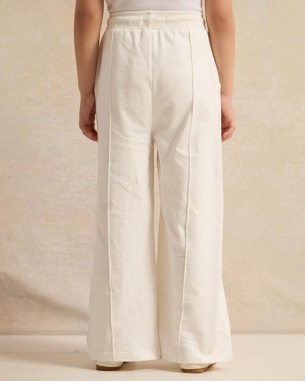 ⁦REDTAG Girls White Wide Leg Active Pants⁩ - الصورة ⁦4⁩