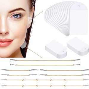 40 Pcs Face Lifting Tapes with 8 Pcs Lifting Rope Sets, Invisible Face Lift Tape Instant Face Lift Sticker Adhesive Lifting Patch Quick Face Lifting Band Neck Eye Lift Tape for Women Face Beauty