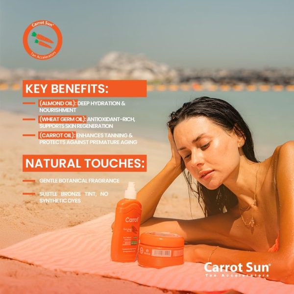 ⁦Pack of 3 - Gold, Watermelon & Tropical Fruit Tanning Oil Spray Trio Bundle by CarrotSun 3 X 200ML– 3 Natural Oil Sprays for a Glowing Tan & Nourished Skin⁩ - الصورة ⁦8⁩