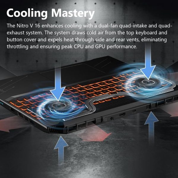 ⁦Acer Nitro V Gaming Laptop | AMD Ryzen 7 8845HS Octa-Core AI Capable Processor | NVIDIA GeForce RTX 4060 GPU | 16" WUXGA IPS 165Hz Display | 16GB DDR5 | 1TB Gen 4 SSD | Wi-Fi 6E | ANV16-41-R5J0⁩ - الصورة ⁦8⁩
