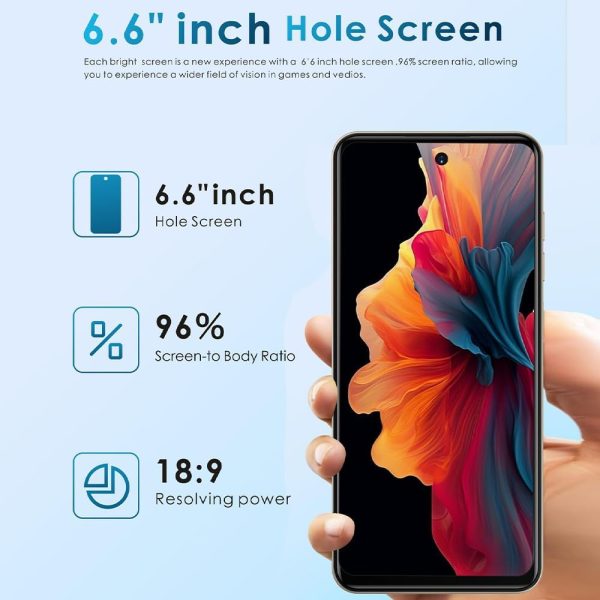 ⁦OALE POP 8 Pro, Android, 6.6 Inch Screen, Dual SIM, 7GB RAM (3GB + 4GB), 64GB Internal Memory, 5075 mAh Battery, 5MP + 13MP Camera, 4G (Alpenglow Gold)⁩ - الصورة ⁦4⁩