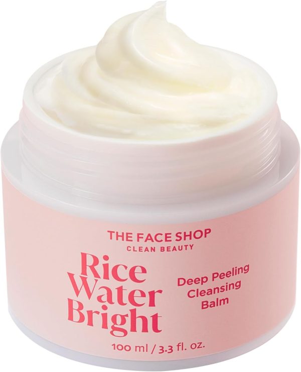The Face Shop Rice Water Bright Cleansing Balm, Removes Makeup & SPF, 4-in-1 Makeup Remover, for All Skin Types, Korean Rice Extract, Lavender Oil, 100ml / 3.3 fl. oz.
