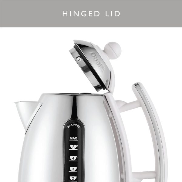 ⁦Dualit Lite Kettle - 1.5L Jug Kettle - Polished with Gloss White, High Gloss Finish - Fast Boiling Kettle by Dualit - 72015⁩ - الصورة ⁦4⁩
