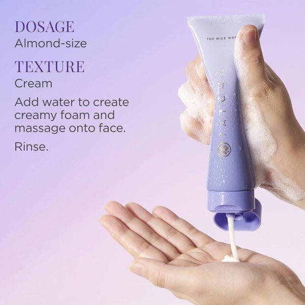 ⁦TATCHA The Rice Wash | Soft Cream Facial Cleanser Washes Away Buildup Without Stripping Skin For A Soft, Luminous Complexion | 4 oz⁩ - الصورة ⁦4⁩