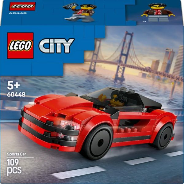 ⁦LEGO City Red Sports Car Toy - Race Car Toys for 5+ Year Old Boys & Girls - Educational Gifts for Birthdays & Holidays - Includes a Driver Minifigure & Accessories - 60448⁩ - الصورة ⁦9⁩