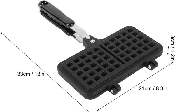 ⁦gernie Aluminum Nonstick Stovetop Waffle Pan, Double Waffle Baking Pan, Even Heating, Compact Design, 21x33x3cm / 8.3x13.0x1.2in⁩ - الصورة ⁦7⁩
