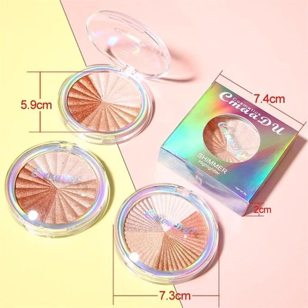 ⁦Azonee Shimmer Highlight Palette, Highlighter Palette for Face Cheek, Facial Bronzers Illuminator Bright 8 Color Baked Powder, Glow Metallic Glitter Brighten- Shape, Contour & Highlight Face⁩ - الصورة ⁦8⁩
