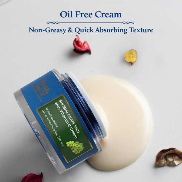 ⁦Blue Nectar Plant Based Vitamin C Face Moisturizer for Oily & Acne Prone Skin with Grapeseed | Oil-Free | Lightweight Cream for Women (11 herbs, 50g)⁩ - الصورة ⁦4⁩
