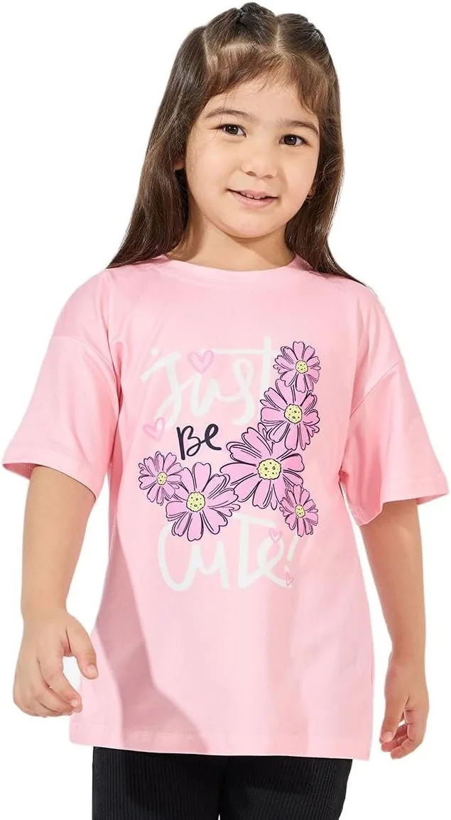 Styli Girls Oversized Printed T-Shirt With Dropped Shoulder