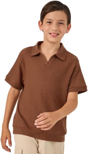 Styli Boys Textured Polo Neck T-Shirt