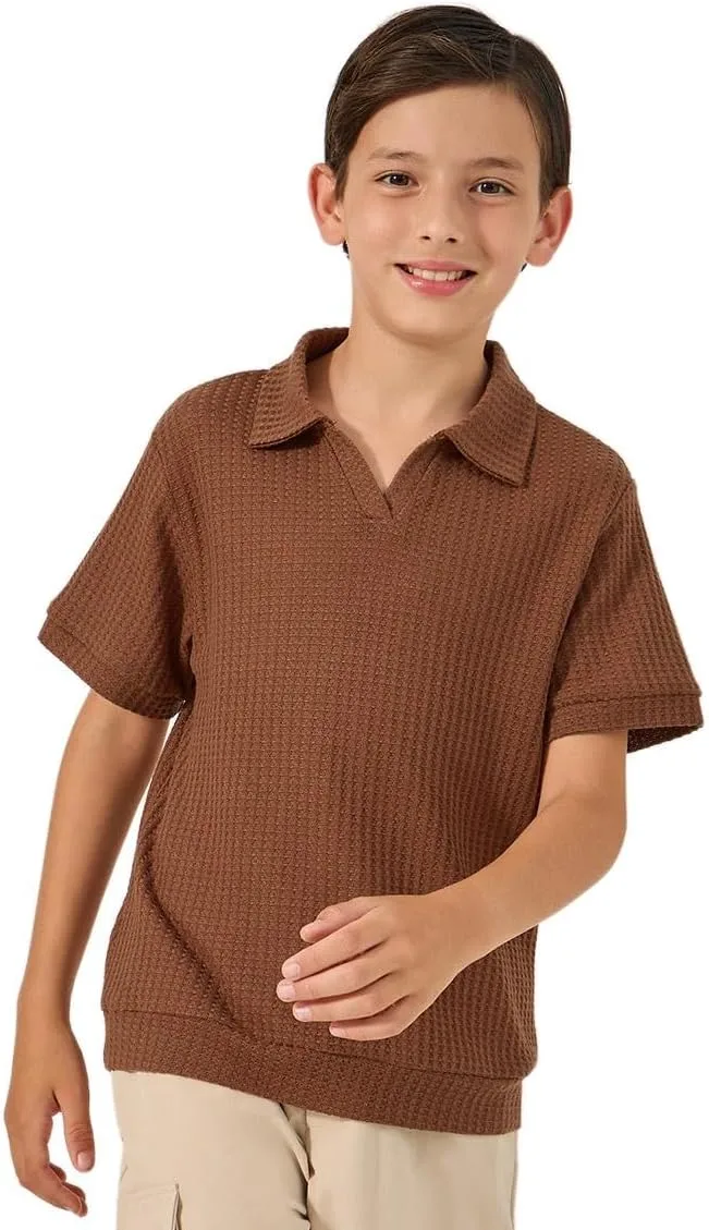Styli Boys Textured Polo Neck T-Shirt