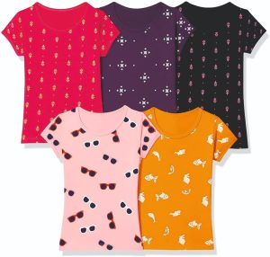 T2F Girls Girls All over Printed Regular Fit T-Shirt T-Shirt