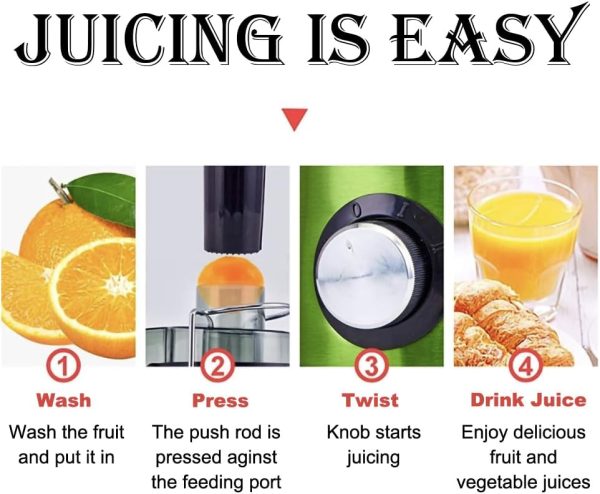 ⁦Juicer Machine Centrifugal Juicer 65MM Chute for Whole Fruit and Vegetables Juice Extractor Quick Juicing Easy to Clean Silver⁩ - الصورة ⁦3⁩
