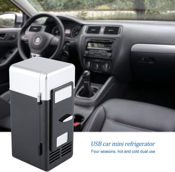 ⁦BROLEO Mini Fridge, Beverage Fridge, 7.64 X 3.54 X 3.54 Inch USB Interface LED Mini USB Refrigerator Cool Quickly Cooler & Warmer for Cola (Black)⁩ - الصورة ⁦8⁩