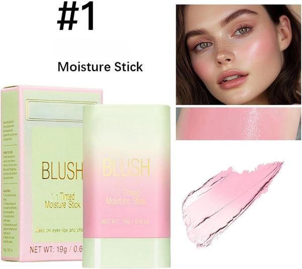 ⁦Hepiide Blush Stick, Blush Cream for Cheeks Eyes Lips,Blush in Natural with Waterproof Sweat-Resistant, Tinted Solid Stick with Long Lasting, Nude Makeup Multi-Use Stick Creamy Blush (Shy Pink, 1)⁩ - الصورة ⁦2⁩