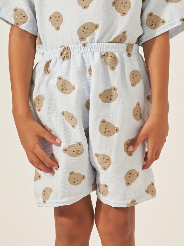 ⁦Styli Boys Teddy Print Cotton T-Shirt And Shorts Set⁩ - الصورة ⁦5⁩