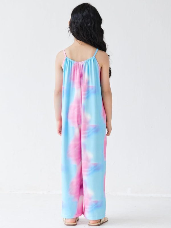 ⁦SEAUR Girls Sleeveless Jumpsuits Side Slit Wide Leg Romper with Pockets for Beach Vacation⁩ - الصورة ⁦5⁩