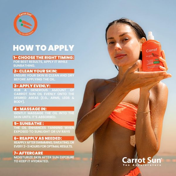 ⁦Pack of 3 - Gold, Watermelon & Tropical Fruit Tanning Oil Spray Trio Bundle by CarrotSun 3 X 200ML– 3 Natural Oil Sprays for a Glowing Tan & Nourished Skin⁩ - الصورة ⁦7⁩