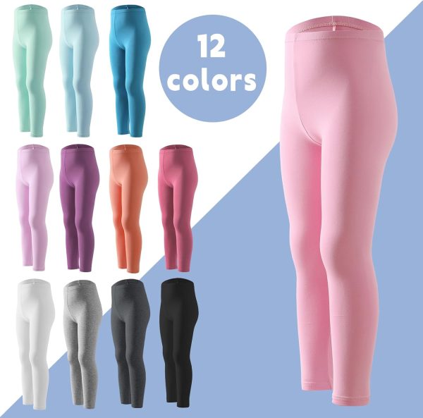 ⁦Chicduo 12 Pack Girls Leggings Girls Cotton Pants Toddler Stretch High Waisted Leggings Soft and Breathable Leggings⁩ - الصورة ⁦3⁩