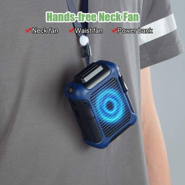 ⁦KASTWAVE Necklace Fan, Personal Belt Fan Clip On Waist Portable Cooling Fan & USB Necklace Fan Adjustable Fan Suitable for Travel Outdoor Working Jobsite 7000RMP Strong Airflow/ 3 Speeds⁩ - الصورة ⁦4⁩