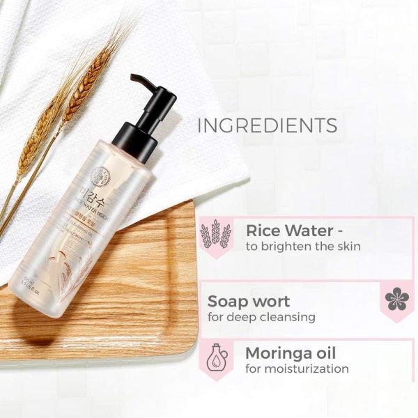 ⁦The Face Shop Rice Water Bright Double Cleanser Set – Light Cleansing Oil (150ml) & Foaming Face Wash (150ml) | Korean Skincare with Rice Extract | Removes Makeup, Deep Cleanses, Brightens & Hydrates⁩ - الصورة ⁦6⁩
