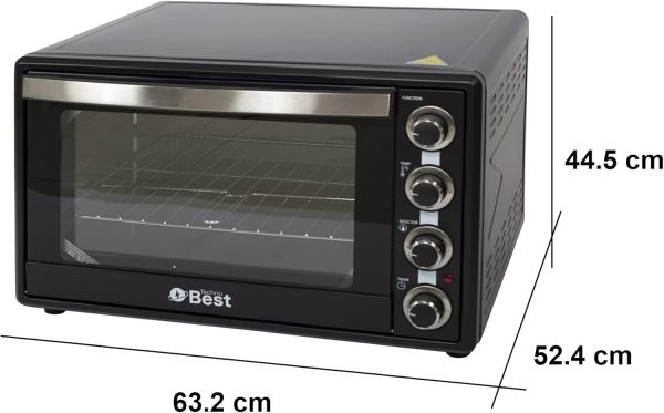 ⁦Techno Best Electric Oven with Convection Function, 60 Liter Capacity, Black⁩ - الصورة ⁦7⁩