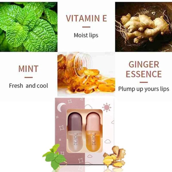 ⁦Vafee DEROL Lip Plumper , Natural Lip Plumper and Lip Care Serum, Lip Enhancer for Fuller, Lip Mask, Beautiful Fuller, Hydrating & Reduce Fine Lines 5.5ML (Day& Night)⁩ - الصورة ⁦3⁩