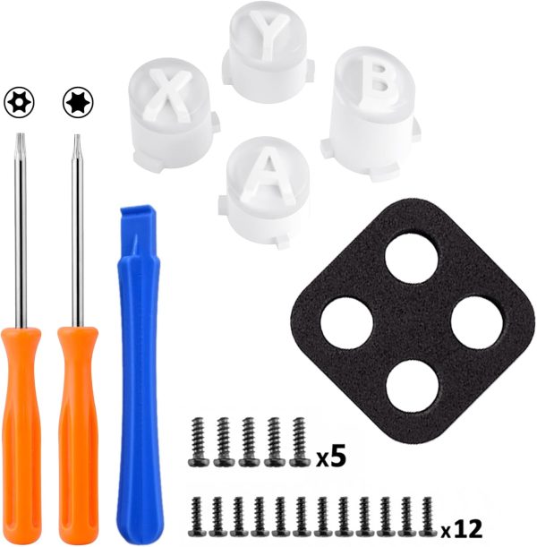 ⁦eXtremeRate ABXY Buttons for Xbox Series X/S Controller, Buttons with ABXY Cassic Symbol for Xbox One S/X, Elite V1/V2, Two-Tone Buttons White & Clear⁩ - الصورة ⁦2⁩