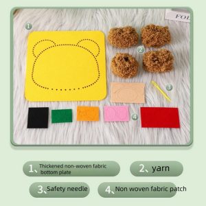 3-in-1 Animal Embroidery Kit for Kids - DIY Felt Sewing Craft Set with Frog, Duck & Bear Designs - Complete Beginner Stitching Project with Pre-Cut Felt & Stickers