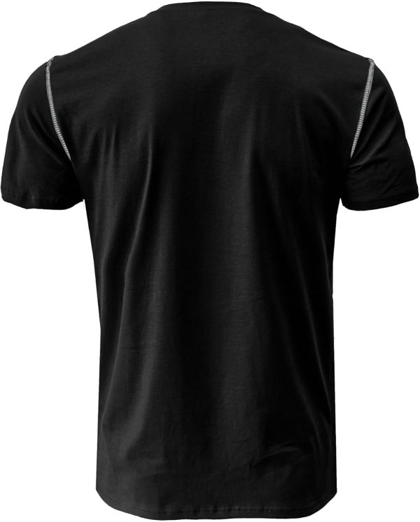 ⁦SEAUR Mens Short Sleeve Henley T-Shirts Casual Fashion Slim Fit Tops Round Neck Summer Basic Shirts Classic Button Up Tee⁩ - الصورة ⁦5⁩